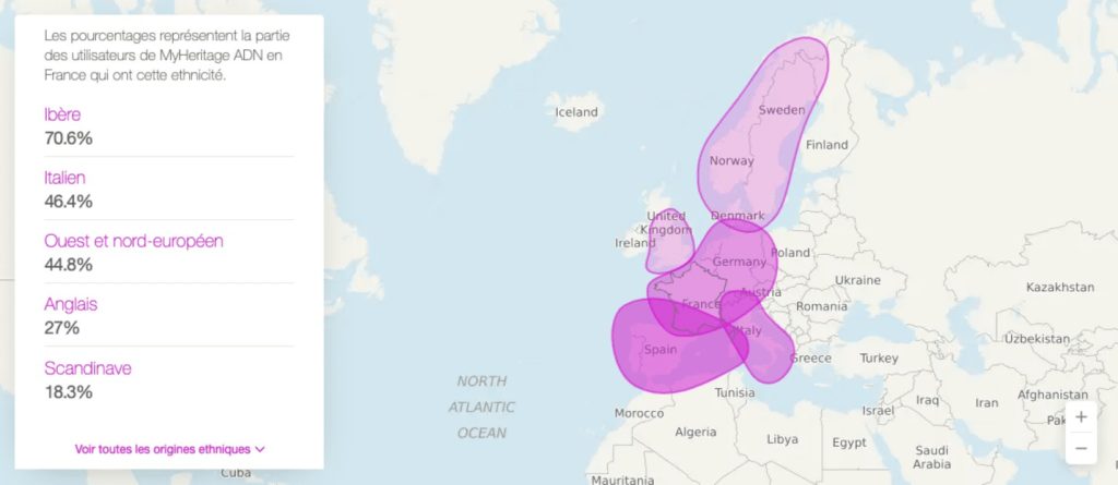 Karte der ethnischen Herkunft – MyHeritage
